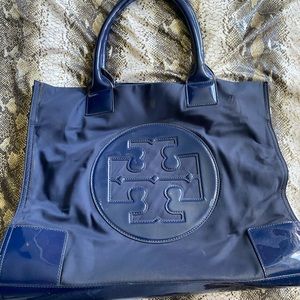 Tory Burch Ella Nylon Tote Bag w/ Patent Leather